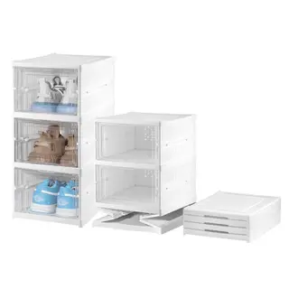 ARATERVIO stapelbare Schuhkartons & Organizer – Tragbarer, faltbarer Schrank, transparente Boxen, 3er, 60 Sekunden Montage