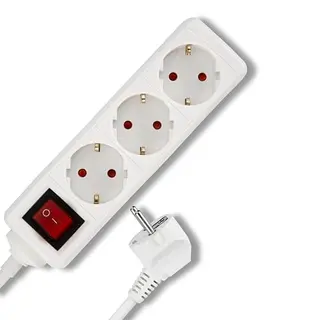REV Steckdosenleiste 3-Fach mit Schalter, 1,4m Kabel, 3500W, weiß