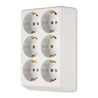 REV Steckdosenleiste 6-fach ohne Kabel, max. 3500W, Weiß