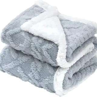 Babydecke, weiche und flauschige Sherpa, wendbar, für Kinderbett, Autositz und Kinderwagen, 76 x 101 cm, Grau