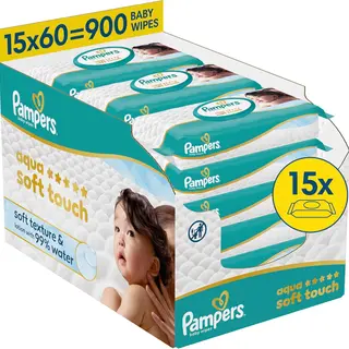 Pampers Aqua Soft Touch Baby-Feuchttücher 15x60 (900 Stück)