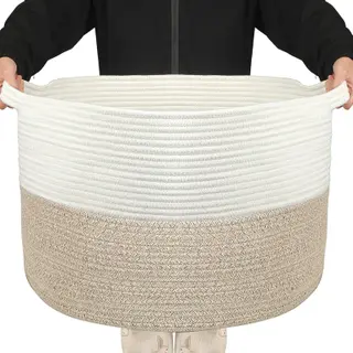 Withosent 100L Wäschekorb aus Baumwolle, Geflochten, mit Henkel, 54x36cm
