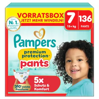 Pampers Premium Protection Pants Gr.7 Extra Large, 15+kg, Vorratsbox – 136 Stück