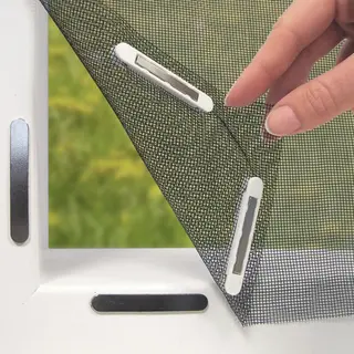EASYmaxx Fliegengitter für Fenster mit Magic Click, zuschneidbar bis 150 x 130 cm, einfache Montage mit 12 Magneten, Schwarz