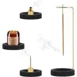Handgefertigter 2-in-1 Räucherstäbchen- und Kegelhalter aus Holz, modern, Schwarz, 2 St.