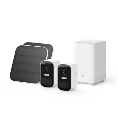 eufy Security eufyCam 2C 2-Kamera-Set mit Solarpanel, HomeKit-kompatibel, 1080p HD, wetterfest, Nachtsicht