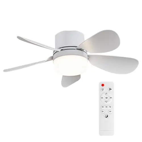 AIHONKON Ventilator mit Licht, Fernbedienung, dimmbar, tragbar, für Schlafzimmer & Küche, 1000 Lumen, E27 Schraube