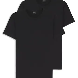 BOSS Herren T-Shirt, 2er Pack, Rundhals, Modern, Schwarz, Größe L