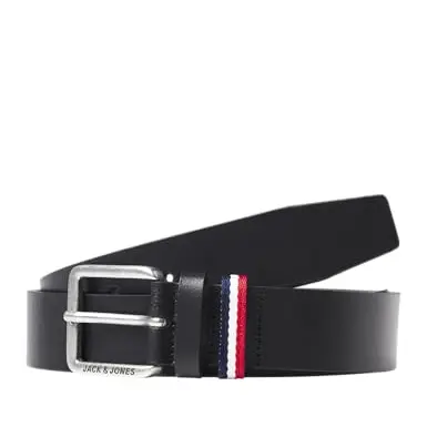 JACK & JONES Herren Ledergürtel Jacespo, Schwarz, Größe 90