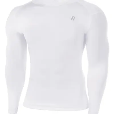 Runhit Kompressionsshirt Herren Langarm, UV-Schutz, atmungsaktiv, Lauf- und Sportshirt, Weiß, M