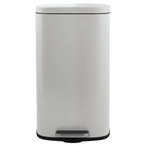 Spirella Akira Treteimer 50L Edelstahl, elegantes Mattweiß mit leiser Schließfunktion