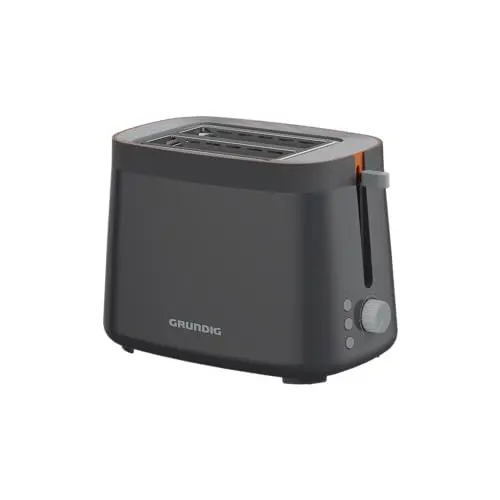 Grundig Toaster TA 5320, 2 Röstfächer, 7 Bräunungsstufen, Auftaufunktion, Edelstahl, Grau/Terracotta