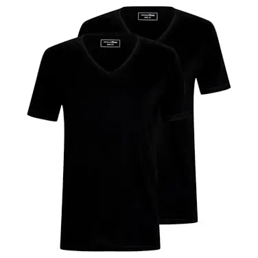 TOM TAILOR Denim Herren Basic T-Shirt Doppelpack - Schwarz, L