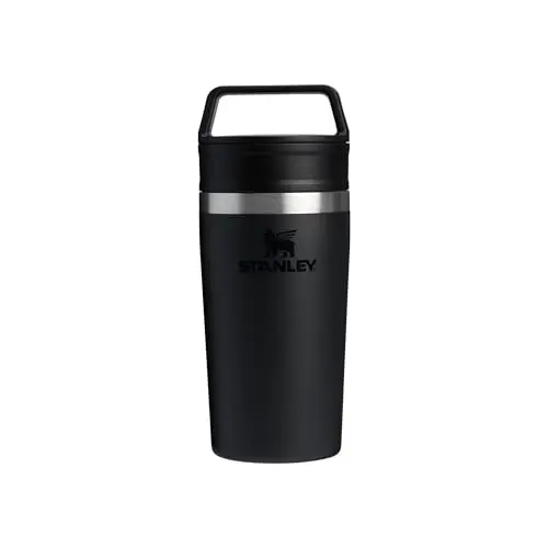 STANLEY 1913 Kaffee To-Go Becher 0,35L Edelstahl, Hält 4 Std. heiß, 5 Std. kalt, spülmaschinenfest, Tragegriff, Schwarz
