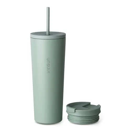VINSUN Thermobecher 720ml aus Edelstahl, isoliert, auslaufsicher, mit zwei Deckeln für Kaffee, Reisen & unterwegs