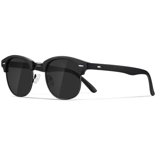 Occhsouo Polarisierte Unisex-Sonnenbrille, Halbrahmen, Schwarz