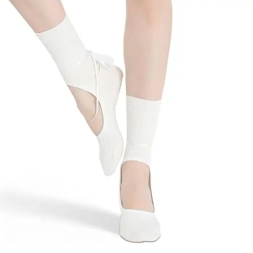 Olligey Rutschfeste Yogasocken für Damen – Pilates, Yoga, Ballett und Tanz – Weiß