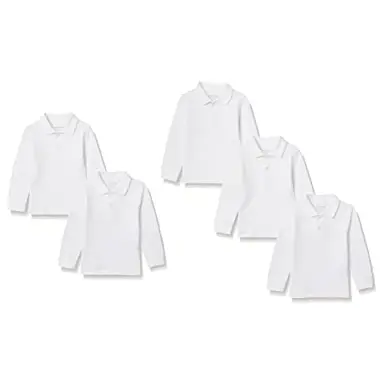 Amazon Essentials Jungen Piqué-Poloshirts 5er-Pack, Weiß, 4 Jahre