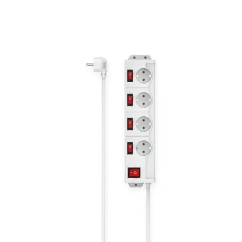 Hama Steckdosenleiste 4-fach mit Schalter, Wandmontage, 1,4 m Kabel