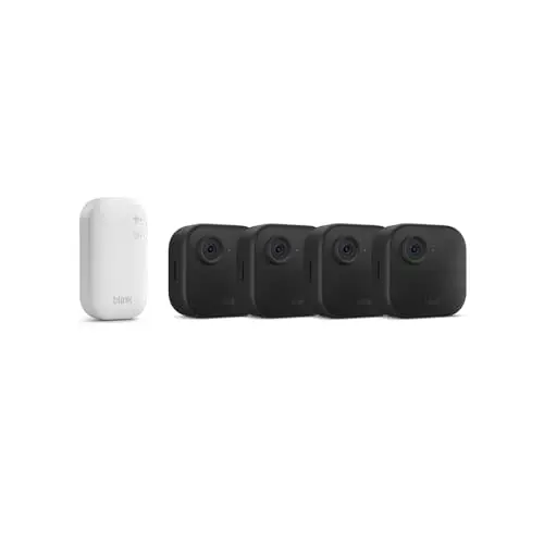 Blink Outdoor 4-Kamera Sicherheitskit mit Sync Module, wetterfest und kabellos, kompatibel mit Alexa, lange Batterielebensdauer