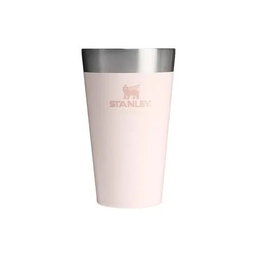 STANLEY Adventure Bierkrug 473 ml - Edelstahl Thermobecher, Hält 4 Stunden Kalt, BPA-frei, Spülmaschinenfest - Rose Quartz