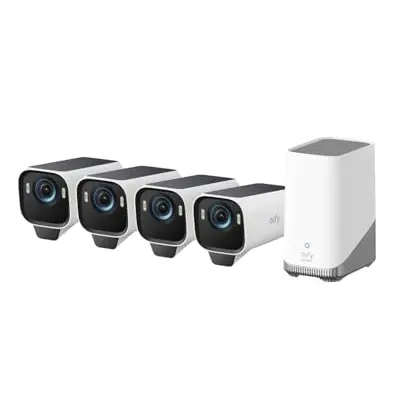 eufyCam S3 Pro 4-Kamera-Set, Kabellose Solar-Überwachungskamera mit Nachtsicht und Gesichtserkennung