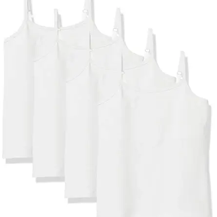 Amazon Essentials Mädchen Lagen-Camisole, 4er-Pack, Weiß, 6-7 Jahre