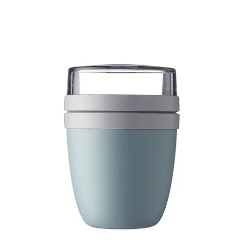 Mepal Müslibecher to go - Praktischer Joghurtbecher mit Unterteilung für Joghurt & Müsli - 500 ml + 200 ml - Nordic Green