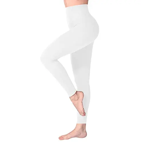 SINOPHANT Damen Leggings High Waist - Blickdicht mit Bauchkontrolle für Sport und Yoga (Weiß, XXL)