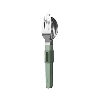 Mepal Besteckset 3-teilig Silueta – Messer, Gabel, Löffel mit Halter – Spülmaschinenfest – Nordic Sage