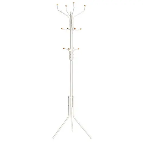 SONGMICS Garderobenständer aus Metall, Höhe 182 cm, stabil, weiß