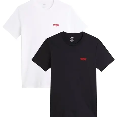 Levi's Herren 2er Pack Crewneck Graphic T-Shirts, Weiß / Schwarz, XL