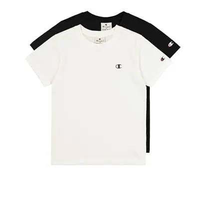 Champion Jungen Crewneck T-Shirt 2er Pack, weiß/schwarz, 13-14 Jahre