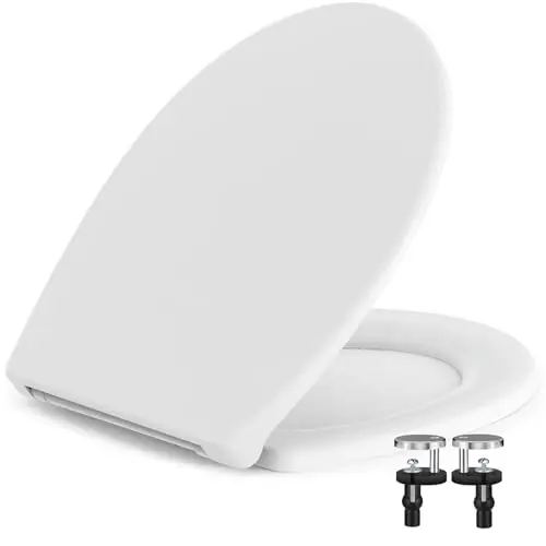 SURFOU Toilettendeckel O-Form, Absenkautomatik, bis 150 kg belastbar, weiß, Quick-Release, einfache Montage, leise