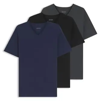 BOSS Hugo Herren T-Shirt V-Neck, Hellblau, L