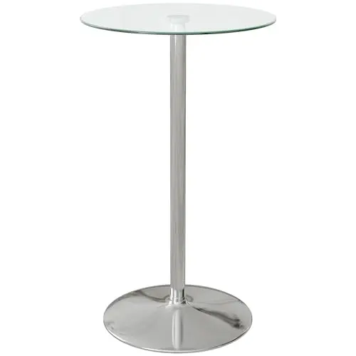 HOMCOM Stehtisch Bartisch für 2 Personen, Bistrotisch mit Hartglasplatte, Ø60 x 102 cm
