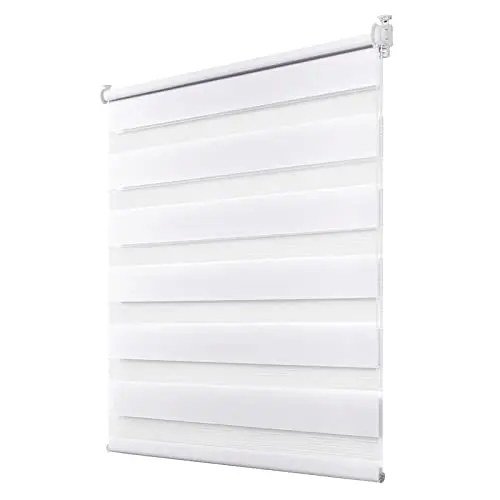 Deswell Doppelrollo Klemmfix Weiß 45x100 cm - Lichtdurchlässig & Verdunkelnd, Stufenlos Verstellbar