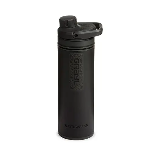 GRAYL UltraPress 16,9 oz Wasserreiniger & Filterflasche für Wandern, Reisen & Survival (Covert Black)