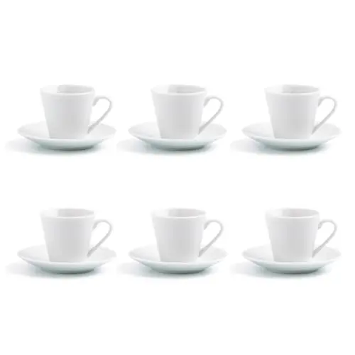 Quid Renova Set mit 6 Tassen und Untertassen, Porzellan, 9 cl