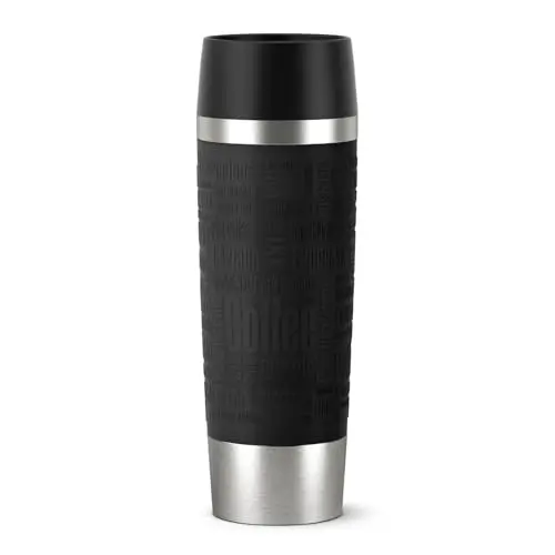 Emsa Travel Mug Classic Grande 500ml, Isolierbecher schwarz, hält 6h heiß, 12h kalt, auslaufsicher