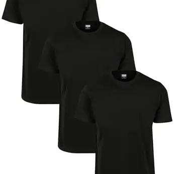 Urban Classics Herren Basic T-Shirt 3er Pack, Schwarz, Größe L