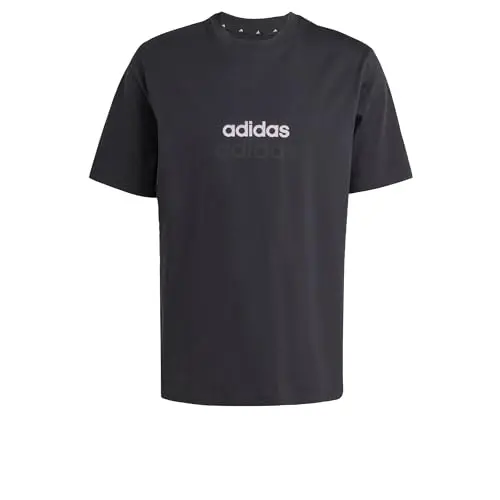 adidas Essentials Linear T-Shirt für Herren, Schwarz/Weiß, Größe L