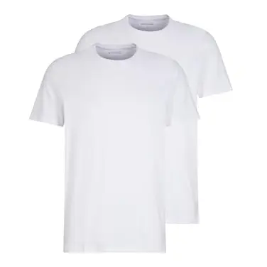 TOM TAILOR Herren Crew Neck T-Shirt Doppelpack, Weiß, M