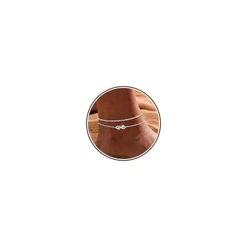 Chihayafuji Damen Fußkettchen 925 Silber, verstellbar, wasserfest, Herz-Design, sommerlich, Geschenk