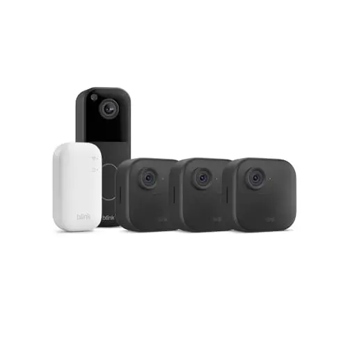 Blink Outdoor Kamera 4 & Videotürklingel (Schwarz) - Kabellose HD-Sicherheitskamera mit 2 Jahren Batterielaufzeit