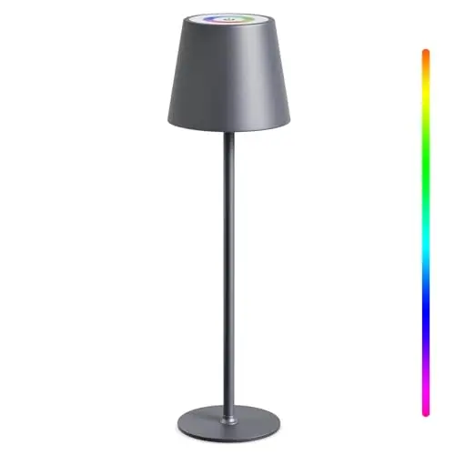MALUX kabellose, dimmbare LED-Tischleuchte mit Akku, USB-C, wasserfest, grau