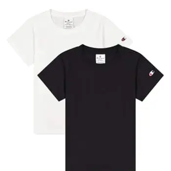 Champion Mädchen Crewneck T-Shirt 2er Pack, weiß/schwarz, 11-12 Jahre