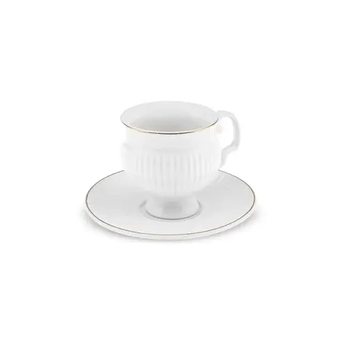 Karaca Malta Kaffeetassen Set für 6 Personen – 12-teiliges modernes Porzellan Set für Kaffeeliebhaber