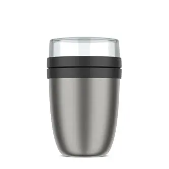 Mepal Thermobehälter Ellipse - Lunchpot für Joghurt & Suppe - Hält 6-8 Stunden heiß & 12 Stunden kalt - 500 + 200 ml - Nordic Black
