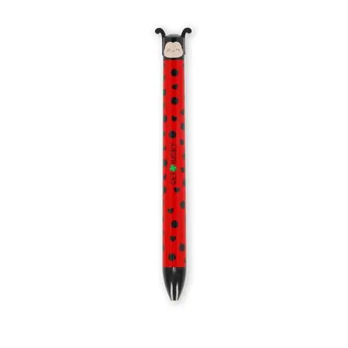 Legami Click&Clack Stift mit Ladybug Motiv, rot und schwarz, ideal für Schule und Büro, 1 mm Spitze